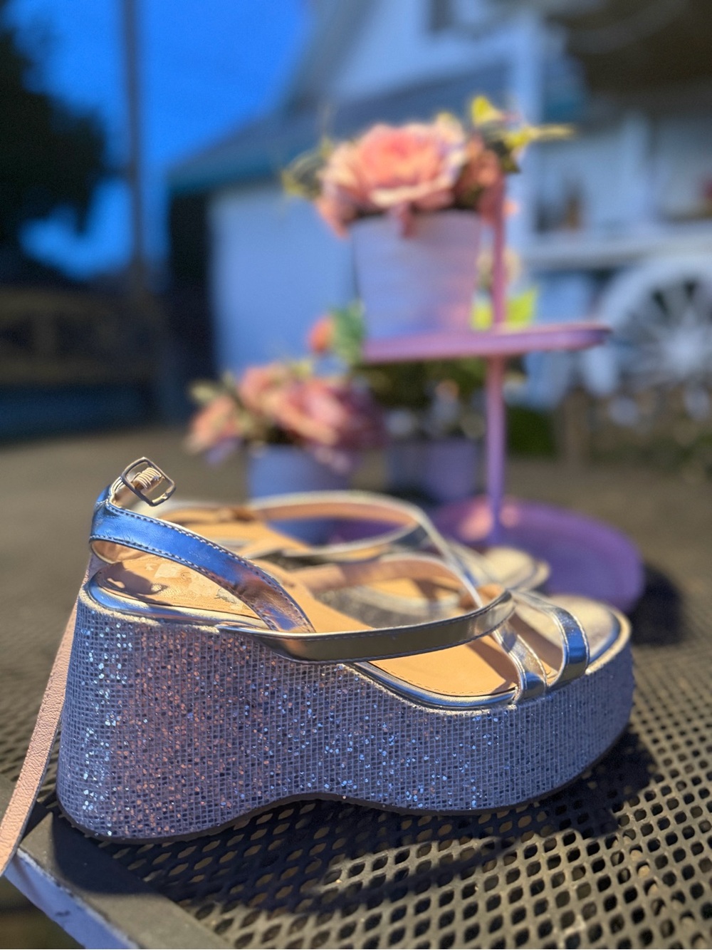 TOP Moda Silver Metallic Platform Sandals